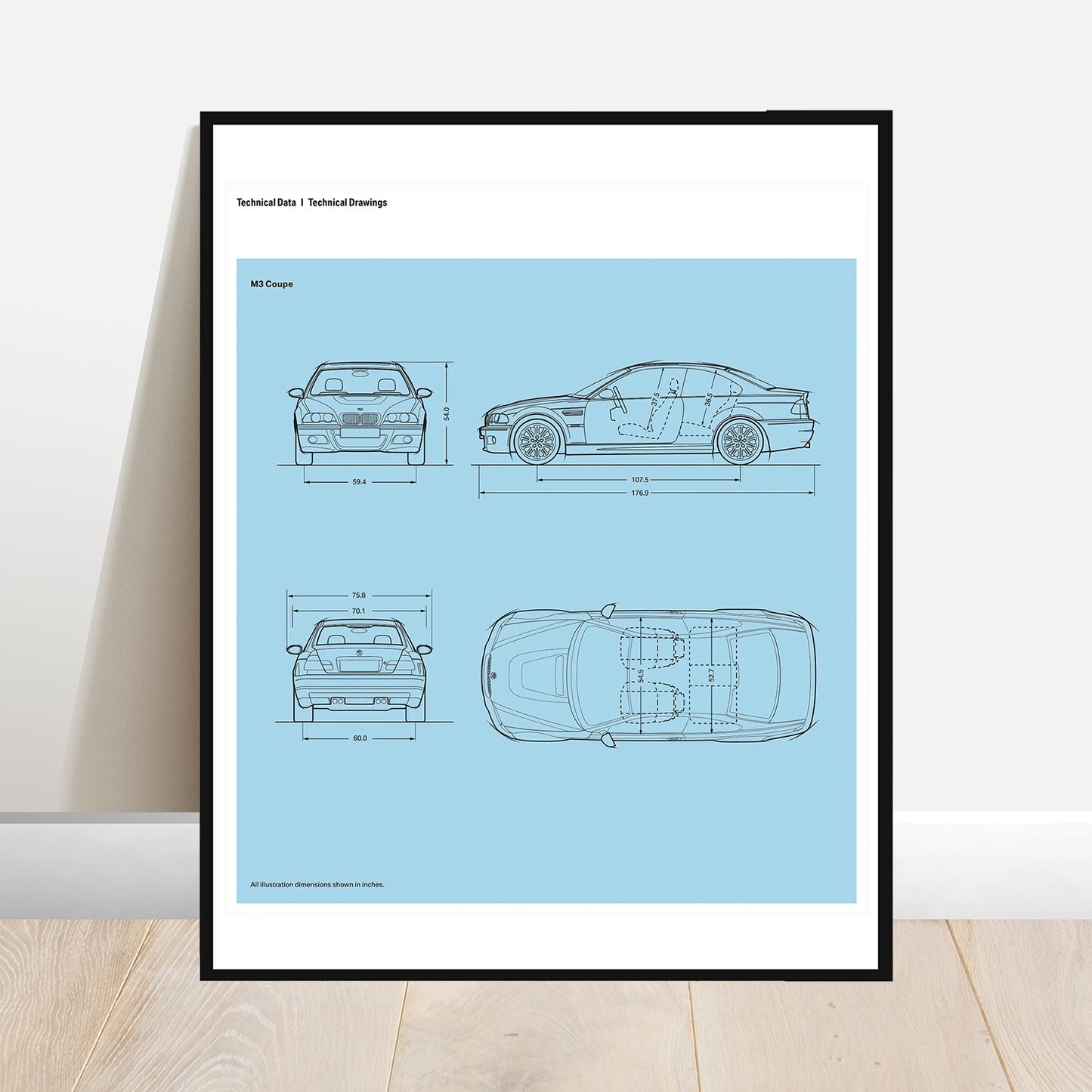 E46 M3 Design Blueprint Poster