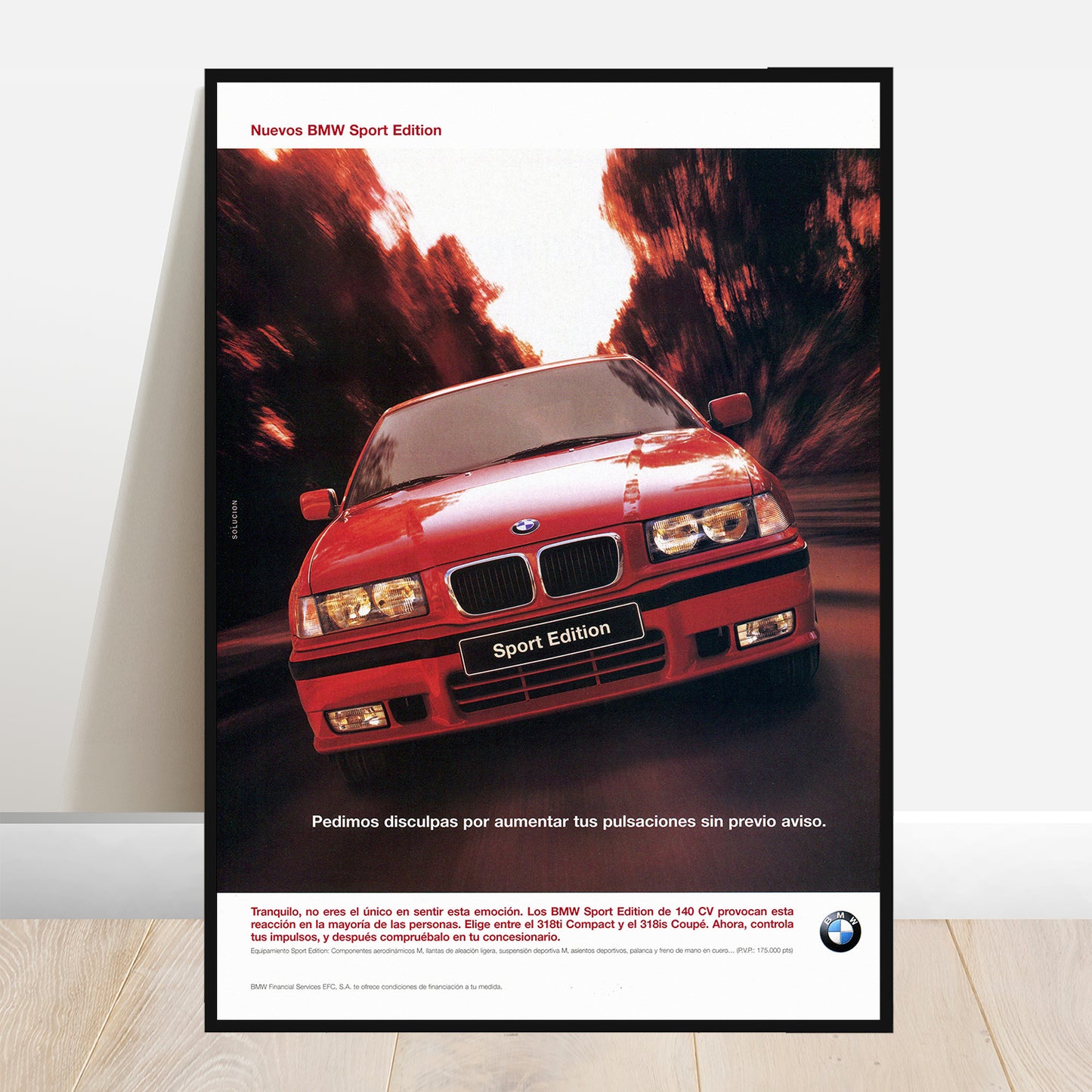 E36 M3 Hellrot Red Coupe Sport Car Print