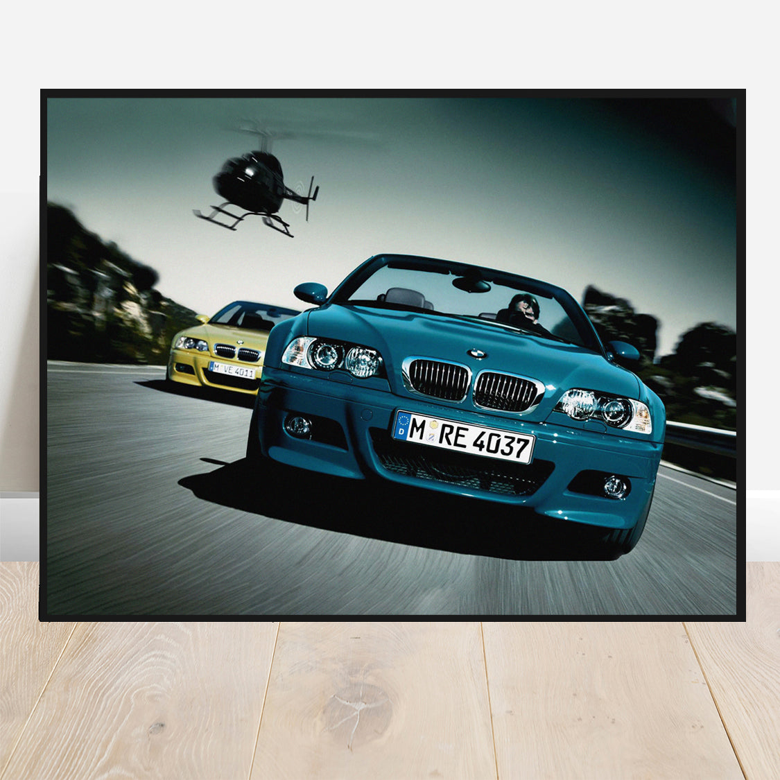 E46 M3 Poster Helicopter Chase Car Print