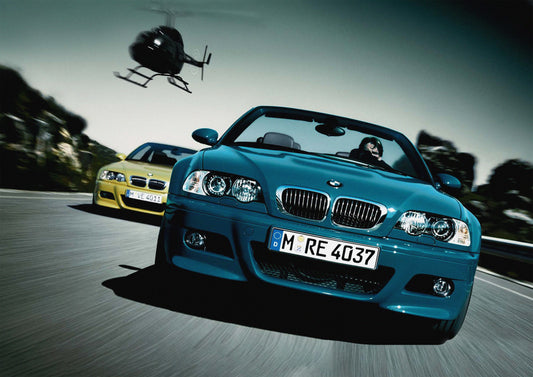 E46 M3 Poster Helicopter Chase Car Print