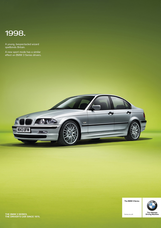 E46 M3 Poster 1998 Green Saloon Car Print