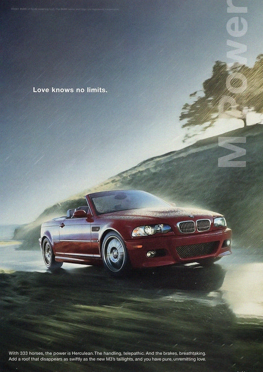 E46 M3 Poster Love Knows No Limits Car Print