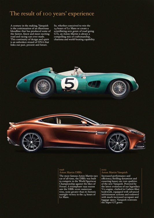 Aston Martin Poster Vanquish vs DBR1 Car Print